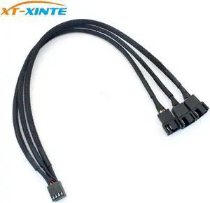 4Pin PWM 1 to 3 Ways Cooling Fan Power Supply Extension Cable Y Splitter Cord Multiplier Computer PC Chassis Cooed 22AWG 30cm
