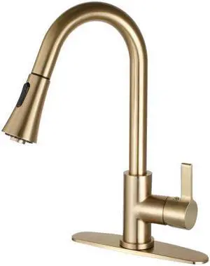 Gourmetier LS8723CTL Continental Single-Handle Pull-Down Kitchen Faucet, Brushed Brass