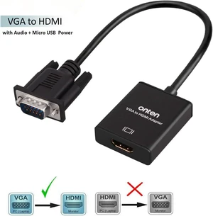Onten VGA to HDMI Adapter, VGA Male to HDMI Female Cable Converter with 1080P HD Video and Audio Support for Connecting Old PC, Laptop with a VGA Output to New Monitor, HDTV Onten VGA to HDMI Adapter, VGA Male to HDMI Female Cable Converter with 1080P HD Video and Audio Support for Connecting Old PC, Laptop with a VGA Output to New Monitor, HDTV