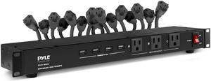 Pyle 19 Outlet 1U 19" Rackmount PDU Power Distribution Supply Center Conditioner Strip Unit Surge Protector 15 Amp Circuit Breaker 4 USB Multi Device Charge Ports 15FT Cord (PCO865)