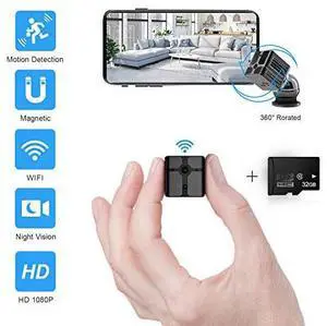 Mini Spy Camera WiFi 1080P HD Wireless Hidden Camera for Home Portable Small Security Cameras Body Camera with App Night Vision and Motion Detective Nanny Cam with 32GB MicroSD Card Class10