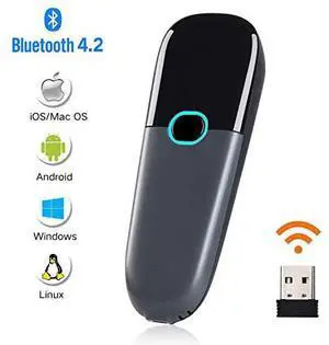 Nuberopa N3 Mini Wireless Barcode Scanner 1D Compble with Bluetooth Function 24GHz Wireless Wired Connection Portable Barcode Reader Work with Windows Mac Android iOS