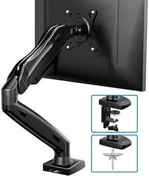 Monitor Mount Articulating Gas Spring Monitor Arm Adjustable VESA Mount Desk Stand with Clamp and Grommet Base Fits 17 to 27 Inch LCD Computer Monitors 44 to 143lbs
