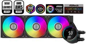 PCCOOLER CPS DA360 Pro ARGB Digital AIO CPU Liquid Cooler, 360mm Radiator, 300W TDP, 270° Rotatable Digital Display, Infinity Halo ARGB Effect, for Intel LGA 1851/1700/1200/115X & AMD AM5/AM4, Black