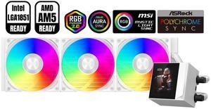 PCCOOLER CPS DC360 Pro ARGB Display AIO CPU Liquid Cooler, 360mm Radiator, 310W TDP, Customizable 2.4" IPS LCD Display, Ceramic Bearing, for Intel LGA 1851/1700/1200/115X & AMD AM5/AM4, White