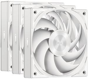 PCCOOLER CPS F5 R120 WH 3IN1 High-Performance 120mm Case Fans, 4-Pin PWM Silent PC Fans w/ 3 Modes up to 2200RPM, Daisy Chain Computer Fans with FDB, Vibration-Damping Mounting Pads, White - 3in1 Pack