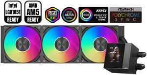 PCCOOLER CPS DC360 Pro ARGB Display AIO CPU Liquid Cooler, 360mm Radiator, 310W TDP, Customizable 2.4" IPS LCD Display, Ceramic Bearing, for Intel LGA 1851/1700/1200/115X & AMD AM5/AM4, Black
