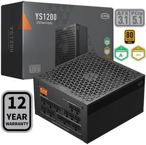 PCCOOLER CPS YS1200 Fully Modular Power Supply, 80 PLUS Gold 1200W PSU, 12V-2x6 Cable, ATX 3.1 & PCIe 5.1 Ready, 105°C Rated Japanese Capacitors, ECO Mode, 135mm FDB Fan, 12 Years Warranty