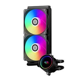 PCCOOLER CPS DA240 ARGB AIO CPU Liquid Cooler, 240mm Radiator, 260W TDP, Infinity Halo ARGB Effect, High-Performance 3000 RPM Pump Speed, for Intel LGA 20XX/1851/1700/1200/115X & AMD AM5/AM4, Black