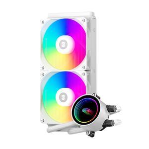 PCCOOLER CPS DA240 ARGB AIO CPU Liquid Cooler, 240mm Radiator, 260W TDP, Infinity Halo ARGB Effect, High-Performance 3000RPM Pump Speed, for Intel LGA 20XX/1851/1700/1200/115X & AMD AM5/AM4, White