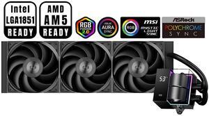 PCCOOLER CPS DS360 AIO CPU Liquid Cooler, 360mm Radiator, 310W TDP, Dual Chamber Pump, ARGB LEDs & Digital Display, Aluminum Pump Cover, for Intel LGA 1851/1700/1200/115X & AMD AM5/AM4, Black