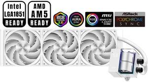 PCCOOLER CPS DS360 AIO CPU Liquid Cooler, 360mm Radiator, 310W TDP, Dual Chamber Pump, ARGB LEDs & Digital Display, Aluminum Pump Cover, for Intel LGA 1851/1700/1200/115X & AMD AM5/AM4, White
