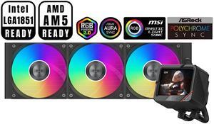 PCCOOLER CPS GT360 ARGB Display AIO CPU Liquid Cooler, 360mm Radiator, 310W TDP, Customizable 3.5" IPS LCD Cyber Style Display, Ceramic Bearing, for Intel LGA 1851/1700/1200/115X & AMD AM5/AM4, Black
