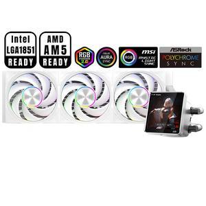 PCCOOLER CPS DT360 ARGB Display AIO CPU Liquid Cooler, 360mm Radiator, 320W TDP, Customizable & Magnetic 3.4" IPS LCD Display, Ceramic Bearing, for Intel LGA 1851/1700/1200/115X & AMD AM5/AM4, White