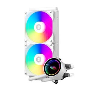 PCCOOLER CPS DA240 ARGB AIO CPU Liquid Cooler, 240mm Radiator, 260W TDP, Infinity Halo ARGB Effect, High-Performance 3000RPM Pump Speed, for Intel LGA 20XX/1851/1700/1200/115X & AMD AM5/AM4, White