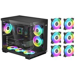 PCCOOLER CPS C3 T500 ARGB BK PC Case, Dual-Chamber Mid-Tower ATX Case, Desktop Computer Case w/ 6 ARGB Fans Pre-installed w/ Fan Hub, Column-Free Design, Tempered Glass, USB 3.1 Gen 2 Type-C, Black