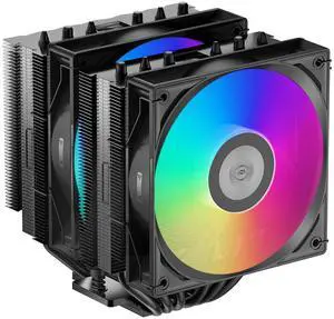 PCCOOLER CPS RT620 ARGB Dual Tower CPU Air Cooler, 6 Heat Pipes, 265W TDP, 153mm Tall, 120mm PWM Slient ARGB Fans, for Intel LGA 1851/1700/1200/115X & AMD AM5/AM4, Black