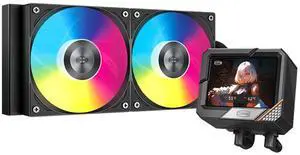 PCCOOLER CPS GT240 ARGB Display AIO CPU Liquid Cooler, 240mm Radiator, 280W TDP, Customizable 3.5" IPS LCD Cyber Style Display, Ceramic Bearing, for Intel LGA 1851/1700/1200/115X & AMD AM5/AM4, Black