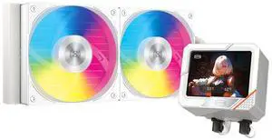 PCCOOLER CPS GT240 ARGB Display AIO CPU Liquid Cooler, 240mm Radiator, 280W TDP, Customizable 3.5" IPS LCD Cyber Style Display, Ceramic Bearing, for Intel LGA 1851/1700/1200/115X & AMD AM5/AM4, White