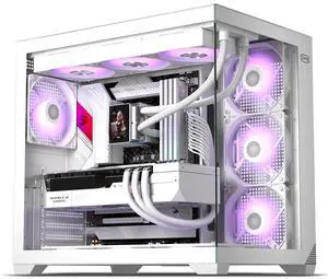PCCOOLER CPS C3 T700 ARGB PC Case, 4 x 120mm ARGB Fans Included, Dual-Chamber Mid-Tower ATX Case, High-Airflow Computer Case, BTF Motherboard Supports, Sturdy Tempered Glass Front & Side Panels, White