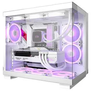 PCCOOLER CPS C3 T500 ARGB PC Case, Dual-Chamber Mid-Tower ATX Case, Desktop Computer Case w/ 6 ARGB Fans Pre-installed w/ Fan Hub, Column-Free Design, Tempered Glass, USB 3.1 Gen 2 Type-C, White