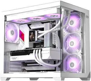 PCCOOLER CPS C3 T700 ARGB PC Case, 4 x 120mm ARGB Fans Included, Dual-Chamber Mid-Tower ATX Case, High-Airflow Computer Case, BTF Motherboard Supports, Sturdy Tempered Glass Front & Side Panels, White