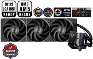 PCCOOLER CPS DS360 AIO CPU Liquid Cooler, 360mm Radiator, 310W TDP, Dual Chamber Pump, ARGB LEDs & Digital Display, Aluminum Pump Cover, for Intel LGA 1851/1700/1200/115X & AMD AM5/AM4, Black