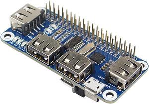 Raspberry Pi 4 Model B 4 Ports USB HUB HAT for Extension Board USB to UART for Serial Debugging for Raspberry Pi 4 /3B+/Zero W
