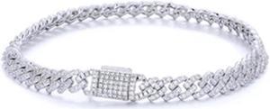 Hip Hop Moissanite Diamonds Cuban Bracelets for Men Women 925 Sterling Silver Fine Jewelry 6mm