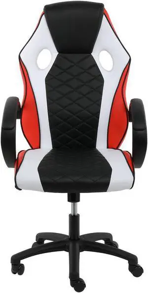 Gaming Office High Back Computer Ergonomic Adjustable Swivel Chair, Black/White/Red
