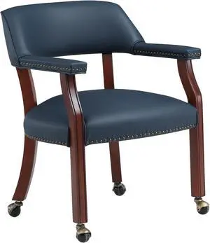 Navy Blue Caster Game Chair Seating for Dining Dining Furniture
