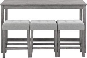 Bar Table Set with Outlet, Bar Table and Chairs Set, 4 Piece Dining Table Set, Industrial Breakfast Table Set, for Living Room, Dining Room, Game Room