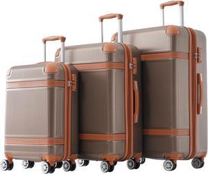 Hardshell Luggage Sets 3 Piece double spinner 8 wheels Suitcase with TSA Lock Lightweight 20''24''28'' Copper