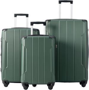 Hardshell Luggage Sets 3 Pcs Spinner Suitcase with TSA Lock Lightweight 20''24''28'' Green