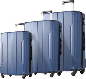 Hardshell Luggage Sets 3 Pcs Spinner Suitcase with TSA Lock Lightweight 20''24''28'' Blue