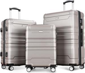Luggage Sets New Model Expandable ABS Hardshell 3pcs Clearance Luggage Hardside Lightweight Durable Suitcase sets Spinner Wheels Suitcase with TSA Lock 20''24''28'' (gray)