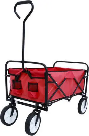 Folding Wagon Garden Shopping Beach Cart (Red) Soft CaseTravel Luggage