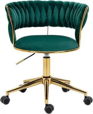 Home Office Desk Chair, Vanity Chair, Modern Adjustable Home Computer Executive Chair Swivel Task Chair for Small Space, Living Room, Make-up, Studying Emerald