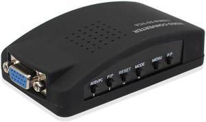 PC Laptop Composite Video TV RCA Composite S-Video AV In To PC VGA LCD Out Converter Adapter Switch   Box Black  With dc cable