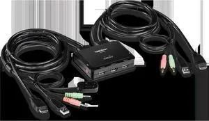 TRENDnet 2-Port 4K HDMI KVM Switch w/ Audio, TK-216i, 4K UHD (3840 x 2160@60Hz, 3.5mm speaker/microphone, USB Switch 2 Computers, USB 2.0, HDMI 2.0, HDMI 5.1 Audio Support, Monitor USB Sharing Switch