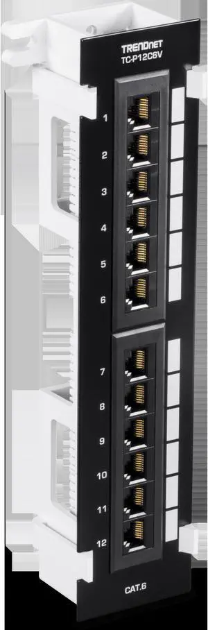 TRENDnet TC-P12C6V 12-Port Cat6 Unshielded Wall Mount Patch Panel