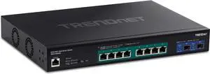 TRENDnet 10-Port Multi-Gig Web Smart PoE+ Switch, 8 x 2.5GBASE-T PoE+ Ports, 2 x 10G SFP+ Slots, Metal Housing, Managed Network Ethernet Switch, Lifetime Protection, Black, TPE-3102WS