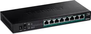 TRENDnet 8-Port Unmanaged 2.5G PoE+ Switch, TPE-TG380, Fanless, Compact Desktop Design, Metal Housing, 2.5GBASE-T Ports, IEEE 802.3bz, 100W PoE Budget, Ethernet Splitter, NDAA & TAA Compliant, Black TRENDnet 8-Port Unmanaged 2.5G PoE+ Switch, TPE-TG380, Fanless, Compact Desktop Design, Metal Housing, 2.5GBASE-T Ports, IEEE 802.3bz, 100W PoE Budget, Ethernet Splitter, NDAA & TAA Compliant, Black