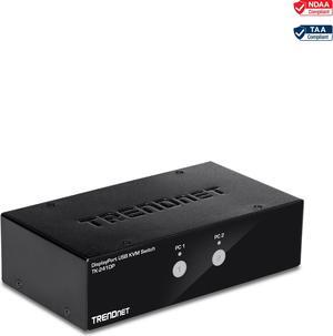 TRENDnet 2-Port DisplayPort KVM Switch, DisplayPort 1.2 KVM, Connect And Control Two Computers, Supports 4K UHD Resolution, 3840 x 2160 at 60Hz, 2-Port USB 2.0 Hub, , Black, TK-241DP