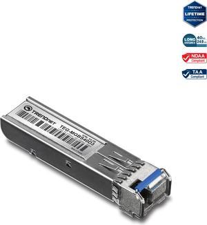 TRENDnet SFP to RJ45 Dual Wavelength Single-Mode LC Module, TEG-MGBS40D5, Must Pair with TEG-MGBS40D3 or a Compatible Module, Up to 40km (24.9 miles), Standard SFP Slot Compatible, Lifetime Protection