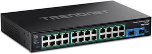 TRENDnet TI-RP262, 26-Port Hardened Industrial Gigabit PoE+ Rackmount Switch
