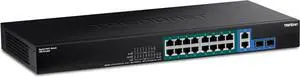 TRENDnet 18-Port Gigabit PoE+ Switch, TPE-TG182F, 16 x Gigabit PoE+ Ports, 2 Gigabit SFP Ports, 440W PoE Budget, 36Gbps Switching Capacity, 1U 19 Rack Mountable, Lifetime Protection, Black