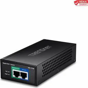 TRENDnet Gigabit PoE++ Injector, Supplies PoE (15.4W), PoE+ (30W), or PoE++ (60W), Network A PoE Device Up To 100m(328 ft), Plug & Play, Black, TPE-117GI