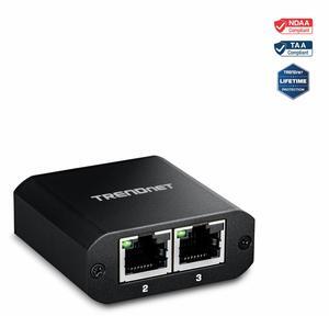 TRENDnet 2-Port Gigabit Splitter with USB Type C Power, TEG-102S, Splits One Network Connection Into Two, Ethernet Splitter, USB Type C Power Cable Included, NDAA & TAA Compliant