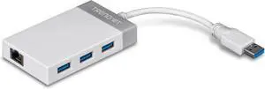 TRENDnet 3-Port USB 3.0 Hub with 10/100/1000 Mbps Gigabit Ethernet Adapter, 3 x USB 3.0 Ports, RJ-45 Gigabit Ethernet Port, Supports XP, Vista, Windows, Mac OS 10.6-10.9, Nintendo Switch, TU3-ETGH3